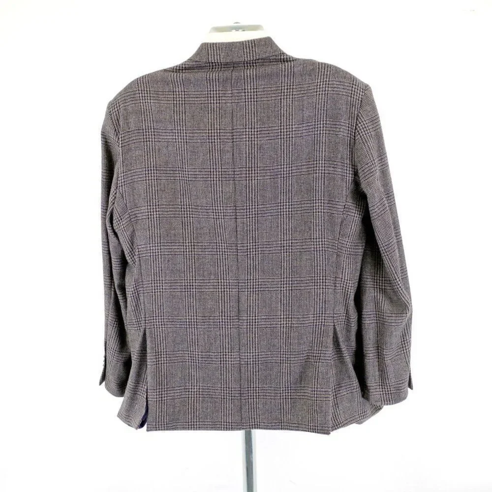 Jos A Bank 1905 Soft Tweed Wool Glen‎ Plaid 44R / Slim 46R Gray Tan Brown Blue